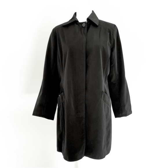 London Fog Towne Collection Black Trench Coat with Floral Lining, Women's Medium - Picture 2 of 8